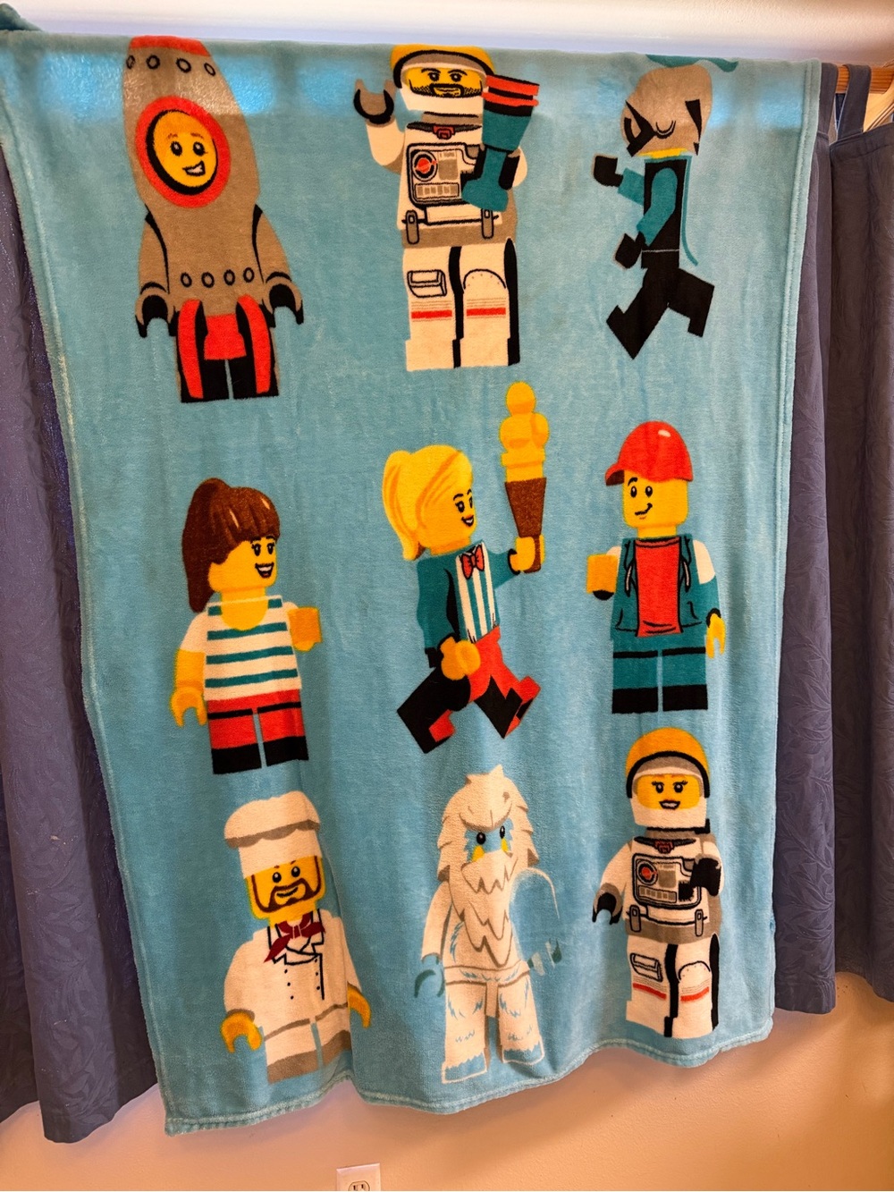 Lego Light Blue Fleece Blanket with Red Logo